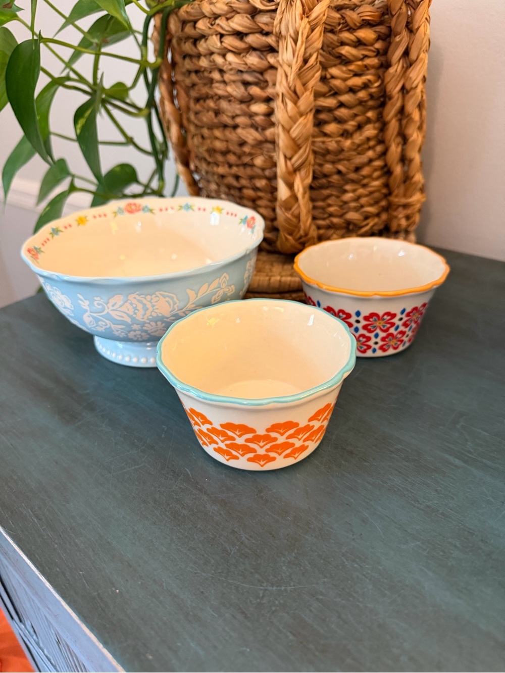 The Pioneer Woman Flea Market 3-Piece Ceramic Nesting Bowl Set Floral Retired